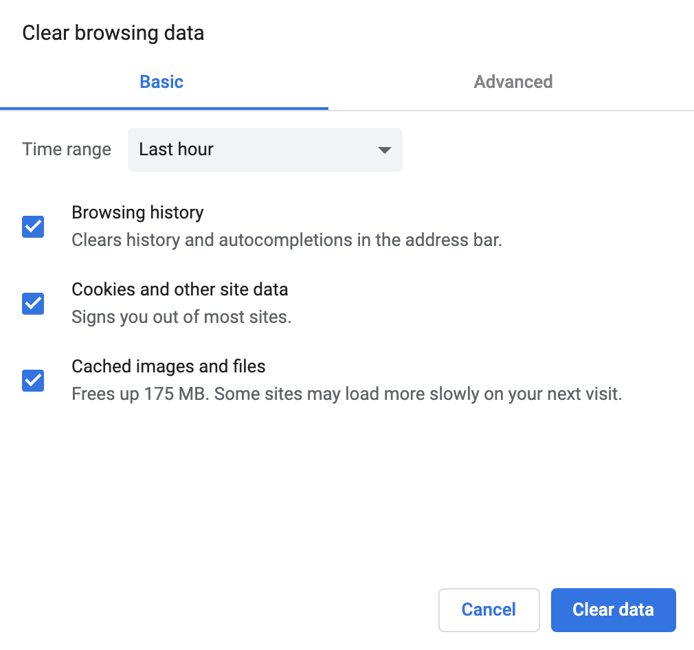 what is the shortcut key for clear the browsing data in chrome mac